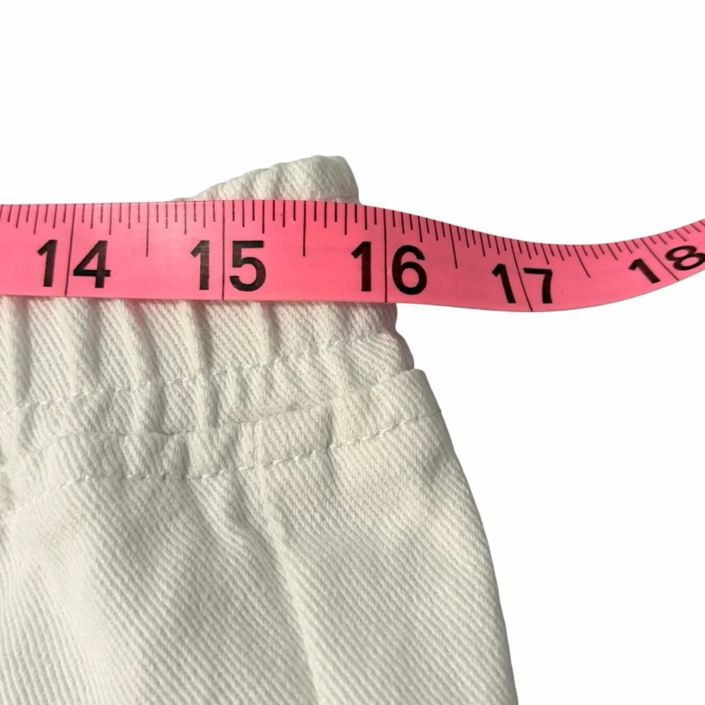 Madden NYC White Denim Wide Leg Cargo Drawstring Elastic Waist Jeans - Med